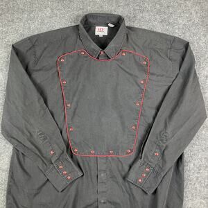 ELY Diamond Western Shirt Mens XXL Black Red Snap Front Long Sleeve Rodeo